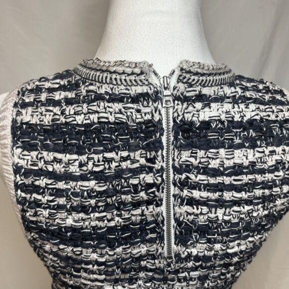 Alice and Olivia Reva Stitch Textured Stripe Sweater Tank Chain Women - Picture 8 of 10